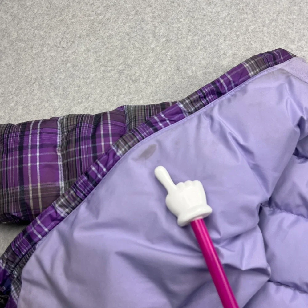 Patagonia Jacket Youth Medium 10 Purple Plaid Down Puffer Insulated Winter 68303